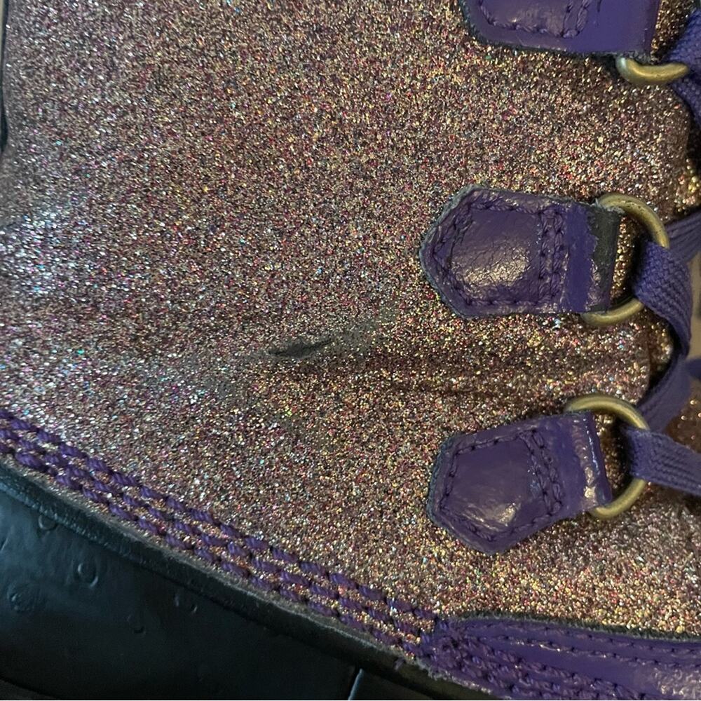 Sorel Tivoli Purple Glitter Snow Boots Girls 3 - Picture 8 of 9